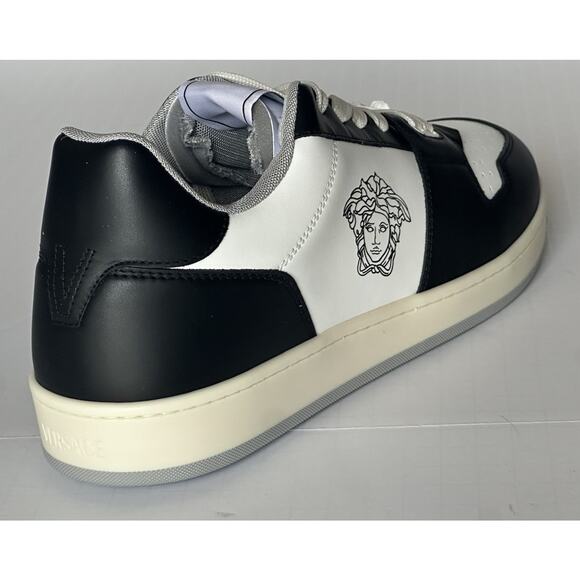 Versace Medusa Men’s Black/White Leather Sneakers 12 US (45) 1013377 IT NIB - Picture 9 of 16
